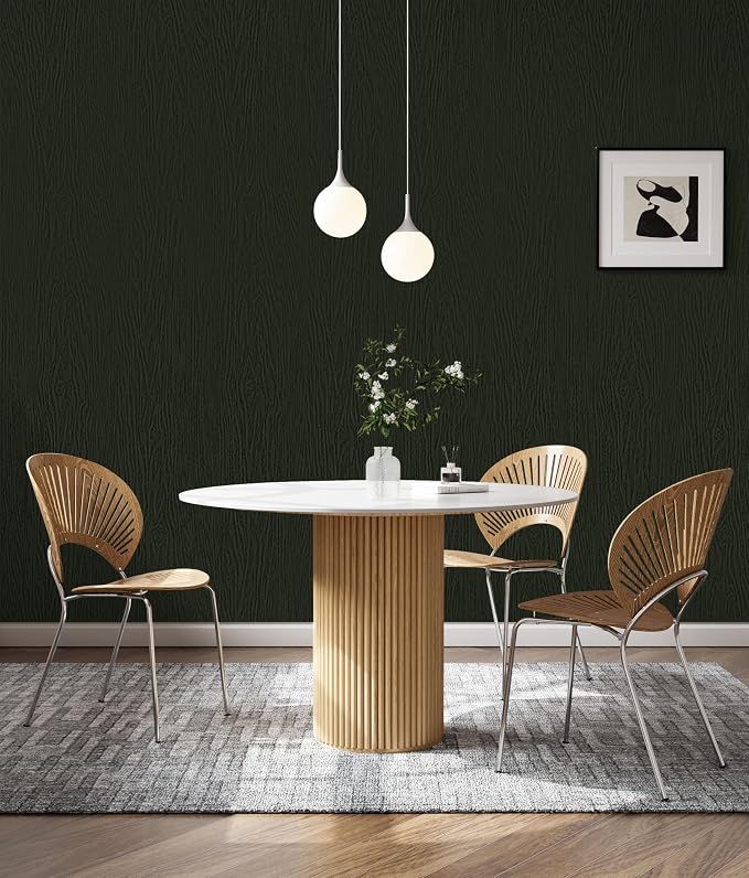 Wood Contact Paper Dark Green Peel and Stick Wallpaper, Thicken No Tear Vinyl - Image 5