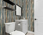 FLFK 16" x 384" Wallpaper Peel and Stick Blue-Gray Wood Contact Paper - Image 5