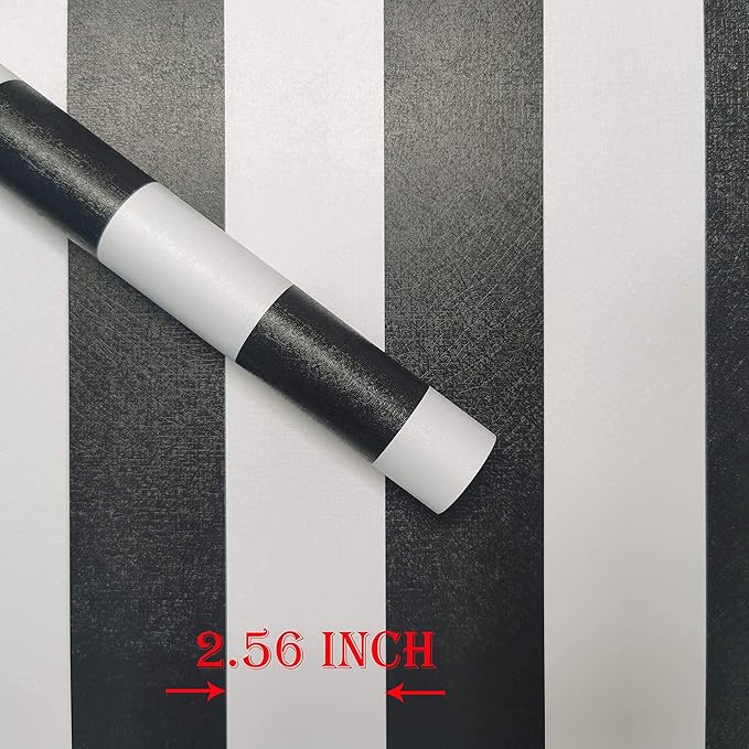 Guvana 197"x17.7" Black and White Stripe Contact Paper Peel and Stick Wallpaper - Image 3