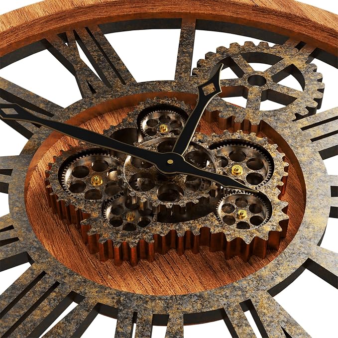 HOIBAI Wall Clock, 24 Inch Moving Gears Clock Large Wall Clock - Image 3