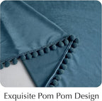 NICETOWN Pom Pom Slate Blue Velvet Curtains 96 Inch Long - Image 5