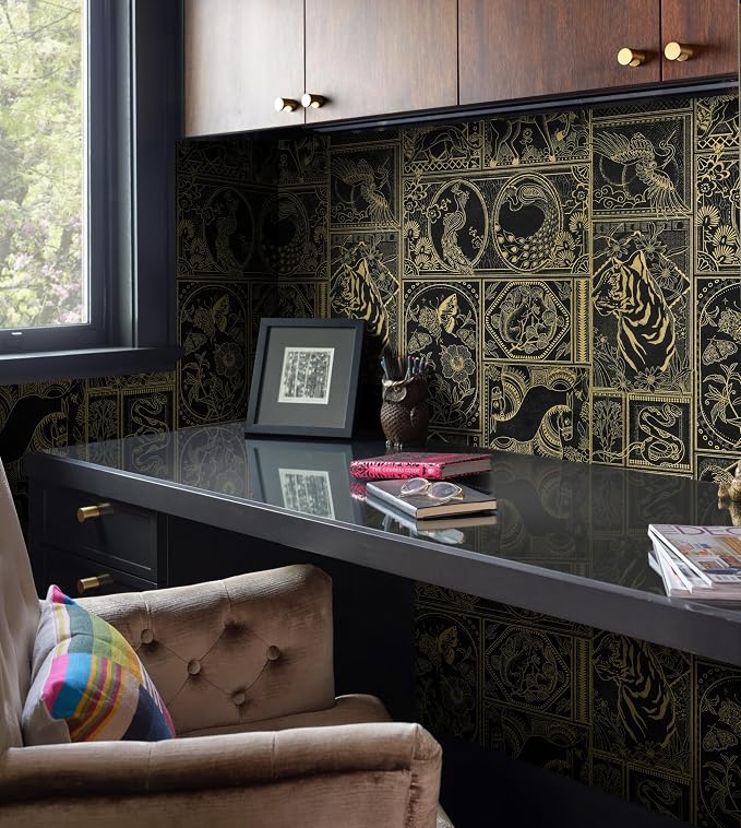 Erfoni Black and Gold Wallpaper Vintage Peel and Stick Wallpaper Special - Image 4