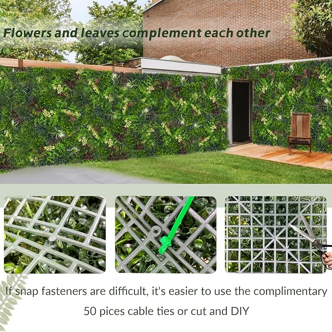 Artificial Ivy Wall Boxwood Roll: 60"x120" UV Resistant Green Leaves Faux - Image 4