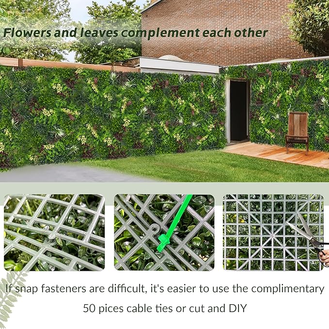 Artificial Ivy Wall Boxwood Roll: 40"x120" UV Resistant Green Leaves Faux - Image 4