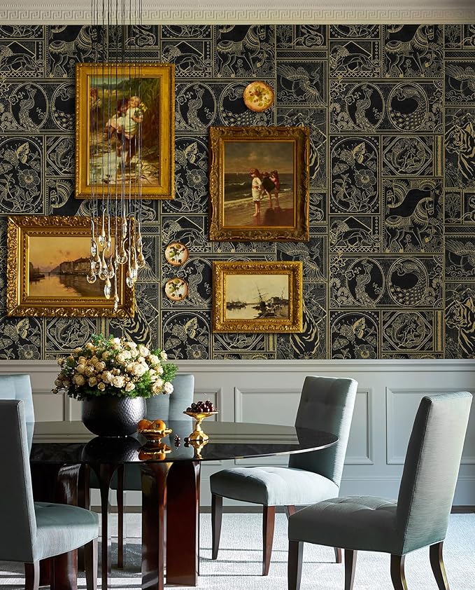 Erfoni 118"x17.7" Black and Gold Wallpaper Vintage Peel and Stick Wallpaper - Image 6
