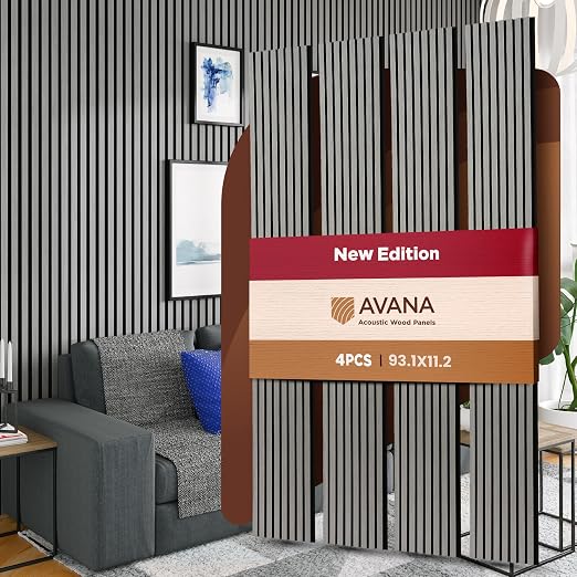 Avana Acoustic Wood Wall Panels – 93.2x11.25 Inch Panels – Fits 94x12 Layout – by AvanaHome