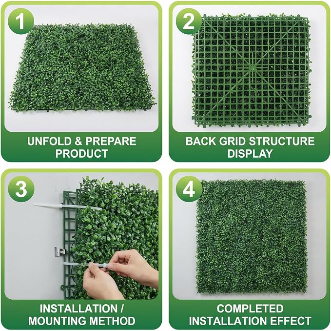 Artificial Grass Wall Panels, UV-Anti Fake Greenery Plant Boxwood Panels - Image 4