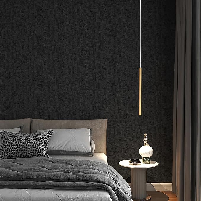Fititem Black Peel and Stick Wallpaper 118inL 17.3inW Modern Black Crocodile - Image 6