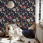 Wallpaper Peel and Stick Floral Wall Paper Removable Waterproof Blue/Red/Yellow - Image 7