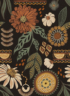 JiffDiff Boho Peel and Stick Wallpaper 17.3" x 120" Vintage Sun Floral Retro by wallpaper