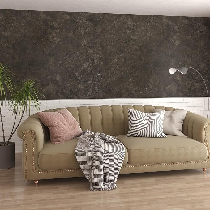 3yecao 31"×157" Big Roll Wide Thick Dark Brown Tan Grey Concrete Wallpaper Peel - Image 9
