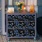 FLFK Vintage Floral Wallpaper Peel and Stick Dark Blue Flower Wallpaper 16" x - Image 5