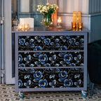 FLFK Black Wallpaper Peel and Stick Dark Blue Floral Wallpaper 16" x 64" - Image 4