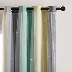 XiDi Curtains for Bedroom Decor, Rainbow GreenYellowGrey52/45/1 by Addsomecolortolife