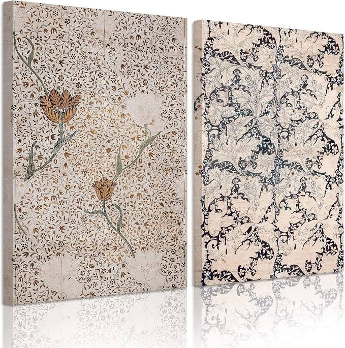 Vintage Botanical Wall Art Prints Set of 2 Antique Sketch Wall Art Decor by Unknown