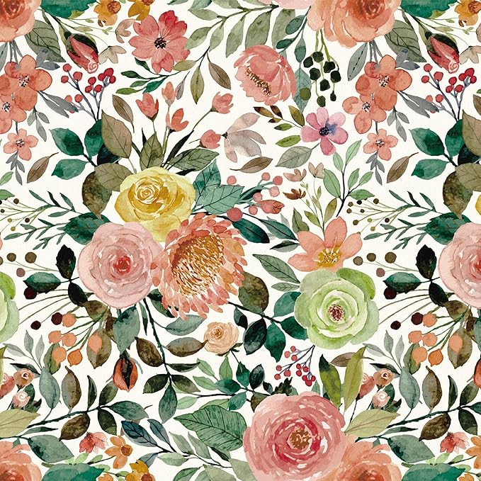 JiffDiff Floral Wallpaper Peel and Stick Removable Contact Paper Peony Roses by wallpaper
