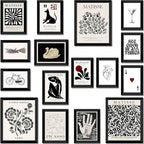 LANCHI95 16 PCS FRAMED Black and White Home Decor, Eclectic Wall Art, by LANCHI95