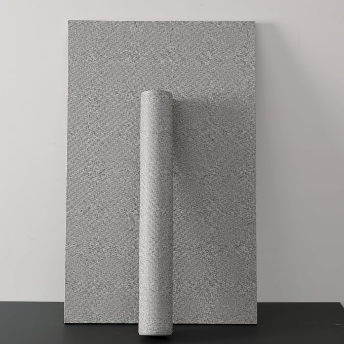 Haimin Fabric Wallpaper Textured Contact Paper Gray Grasscloth Wallpaper Peel - Image 9