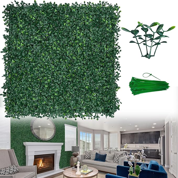 ODTORY Artificial Boxwood Wall Panels 20x20 inch 14Pcs, UV-Anti Faux Greenery by ODTORYHOME