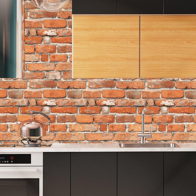 Faux Brick Peel and Stick Wallpaper 17.7" x 197" Contact Paper - Image 5