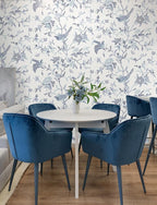 Timeet Peel and Stick Wallpaper Vintage Floral Contact Paper Blue and White - Image 7