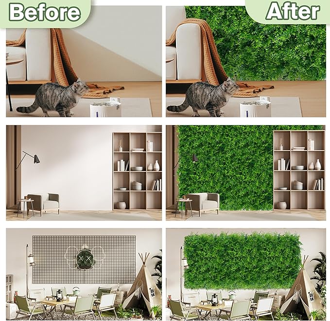 Greenery Faux Grass Wall Backdrop: 80"x120" UV-Anti Artificial Green Boxwood - Image 5