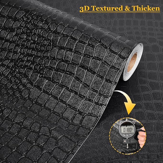 Fititem Black Peel and Stick Wallpaper 1180inL 17.3inW Black Contact Paper - Image 4