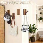 Foldable Wall Hooks 4Pack: Rustic Wooden Coat Hooks Mounted - Image 5