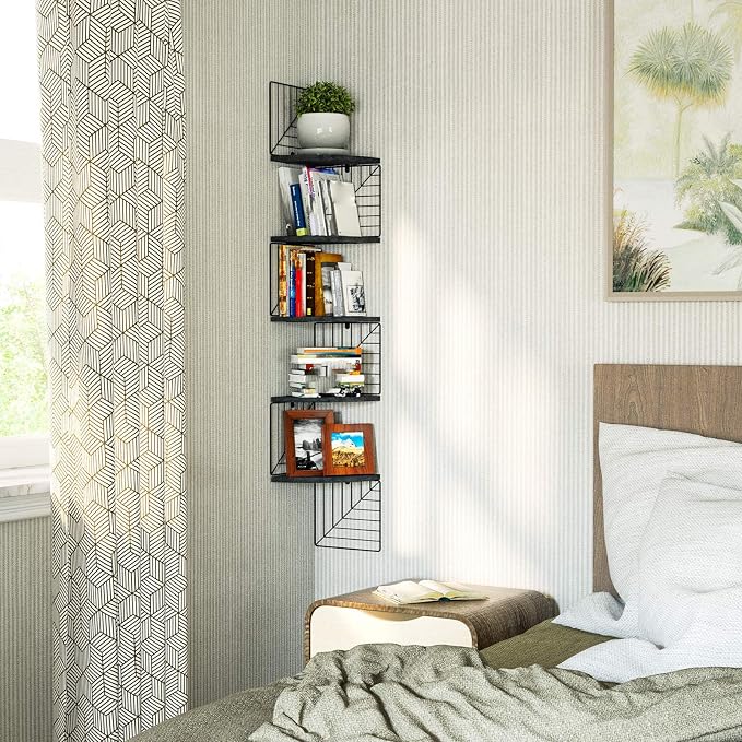 Love-KANKEI Corner Shelf Wall Mount of 5 Tier Rustic Wood Floating Shelves Wall - Image 8