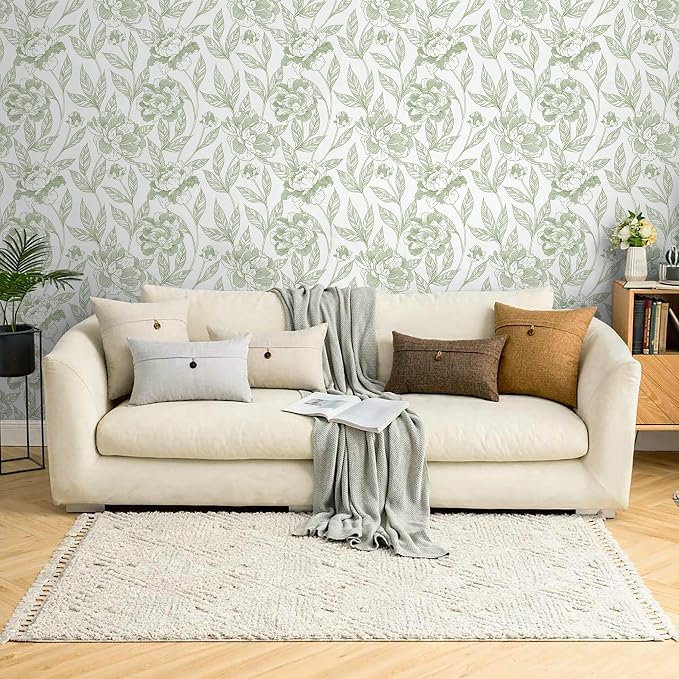 Timeet Peel and Stick Wallpaper Green Floral Wall Paper - Image 6