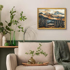 Vintage Boho Mountain Wall Art, Framed Landscape Canvas Wall Art, Nature Forest - Image 2