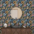 Blue Boho Wallpaper Peel and Stick, Vintage Floral Contact Paper 17.5" x 118" - Image 5
