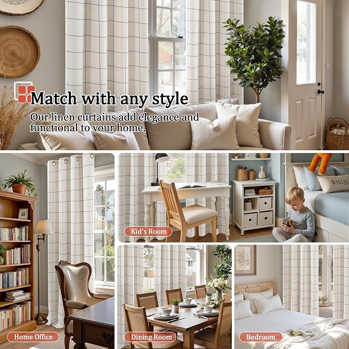 Lajode Plaid Curtains Pattern Printed 90 Inches Long - Image 4