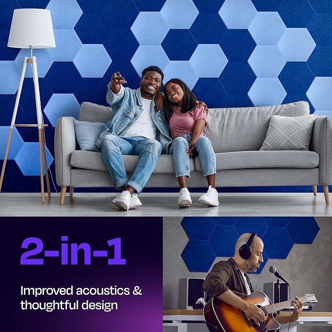 Acoustic Panels 12-Pack Soundproof Wall Panels 12"X10.4"X0.4" Sound Panels High - Image 2