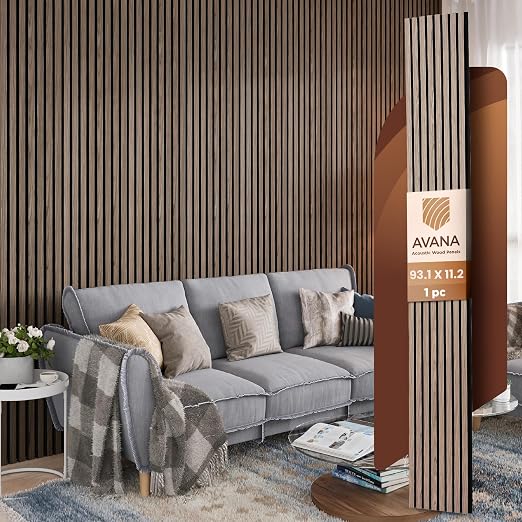 Avana Modern Acoustic Wood Wall Panels –93.2x11.25 Inch Panels – Fits 94x12 by AvanaHome