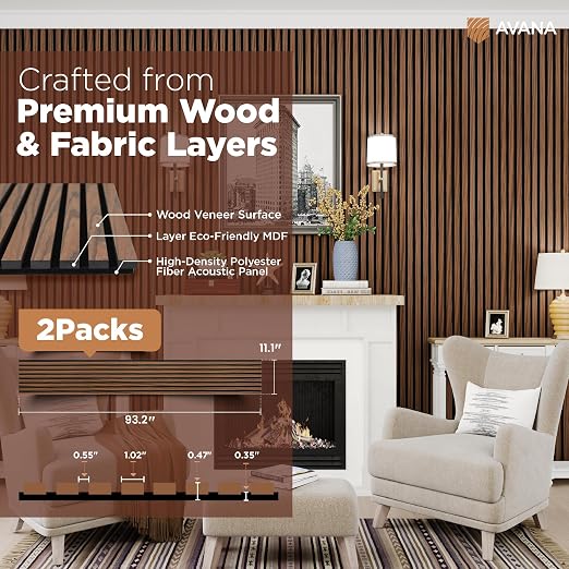 Avana Acoustic Wood Wall Panels – 93.2x11.25 Inch Panels – Fits 94x12 Layout – - Image 4