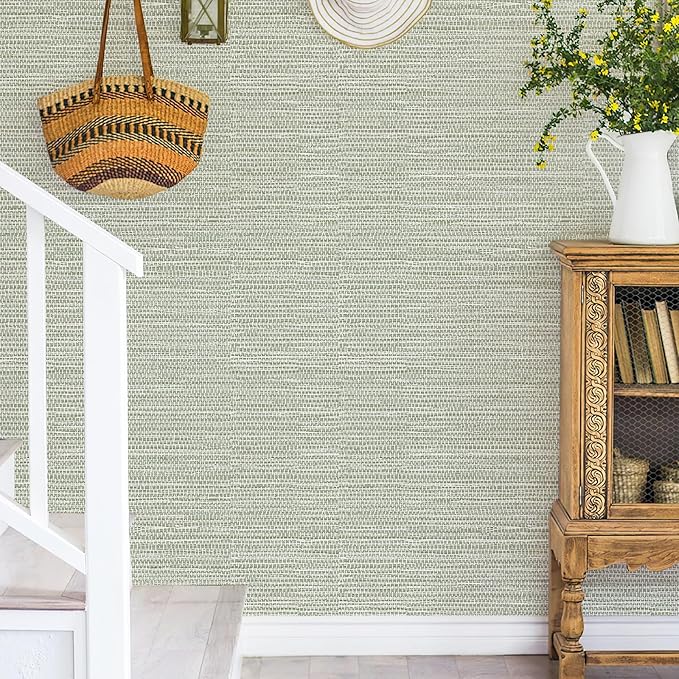 HueBurst Grasscloth Peel and Stick Wallpaper 17.3"x197" Renter Friendly - Image 6