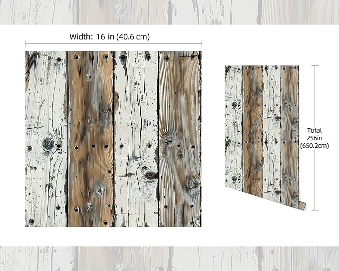 FLFK Shiplap Wallpaper Peel and Stick Removable Wood Wallpaper 16" x 256" Vinyl - Image 2