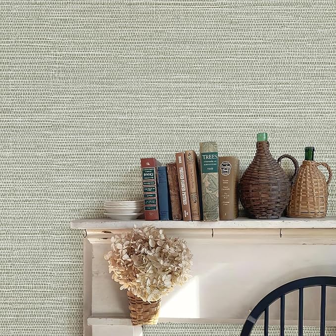 JiffDiff Grasscloth Wallpaper Peel and Stick Cream Grassweave Stick on - Image 3