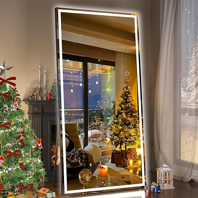 Hasipu Full Length Mirror with Lights, Full Body Dressing Hanging Mounted Mirror by Whatssuitableisthebest