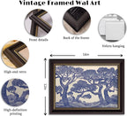Vintage Gold Framed Wall Art Oak Tree Forest Painting Canvas Prints Blue - Image 4