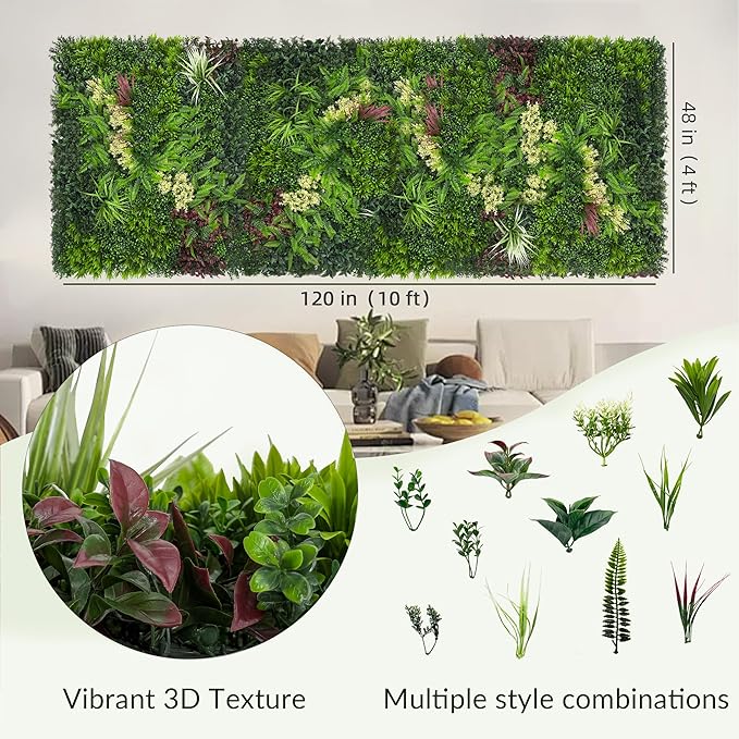 Artificial Ivy Boxwood Roll: 48"x120" UV Resistant Green Leaves Faux - Image 2