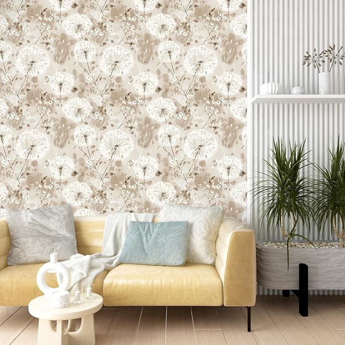 Nukofal Flora Peel and Stick Wallpaper Dandelion Wallpaper Floral Contact Paper - Image 7