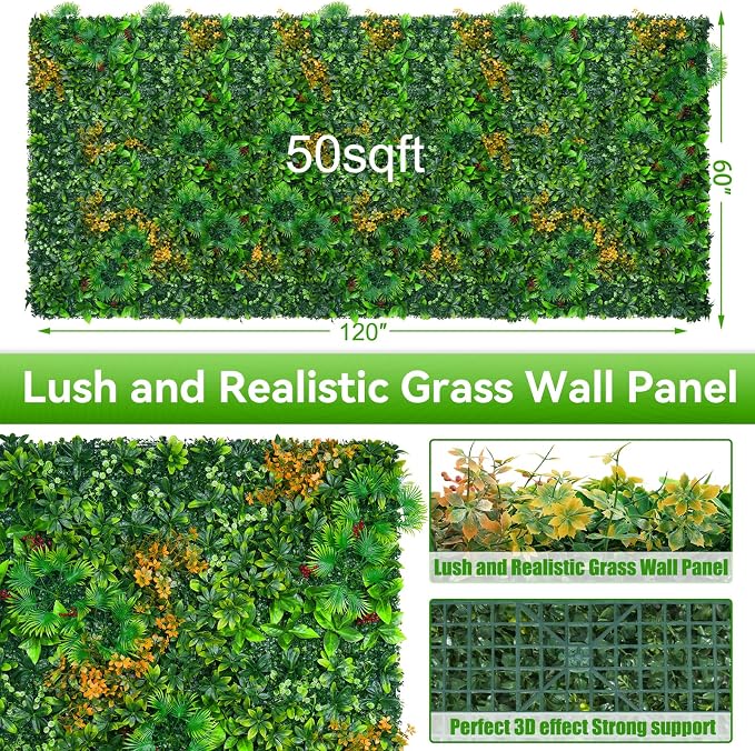 Grass Wall Panels Roll, UV-Anti Faux Greenery Plant Boxwood Panels - Image 2
