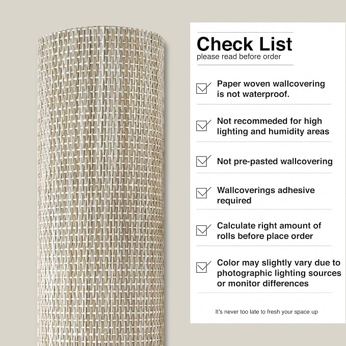Ansehan Wallcovering W402 Marbletile Collection 36" W x 8 Yard L, Natural Paper - Image 9