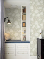 Safiyya Peel and Stick Wallpaper Floral Contact Paper Beige Grasscloth Wall - Image 2