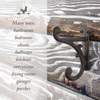 Rustic Cast Iron Coat Hooks Rustic Dark Brown, Wall Mounted, Farmhouse - Image 8