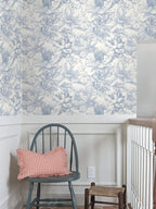Ismoon Vintage Floral Wallpaper Peel and Stick Beige and Blue Contact Paper - Image 9