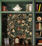Erfoni 17.3" x118" Vintage Floral Peel and Stick Wallpaper Dark Floral and Bird - Image 3