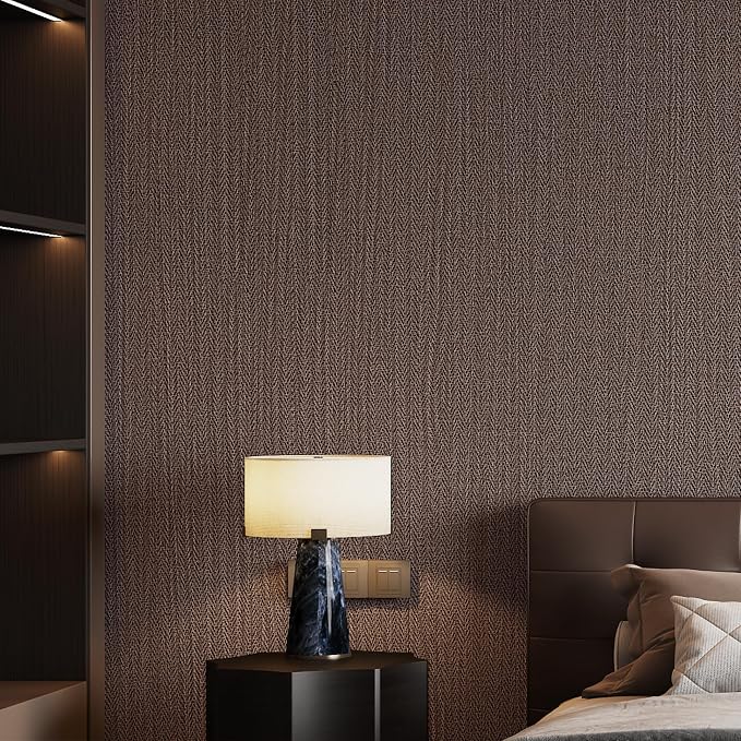 24"x393" Brown Grasscloth Peel and Stick Fabric Textured Contact Paper Linen - Image 7